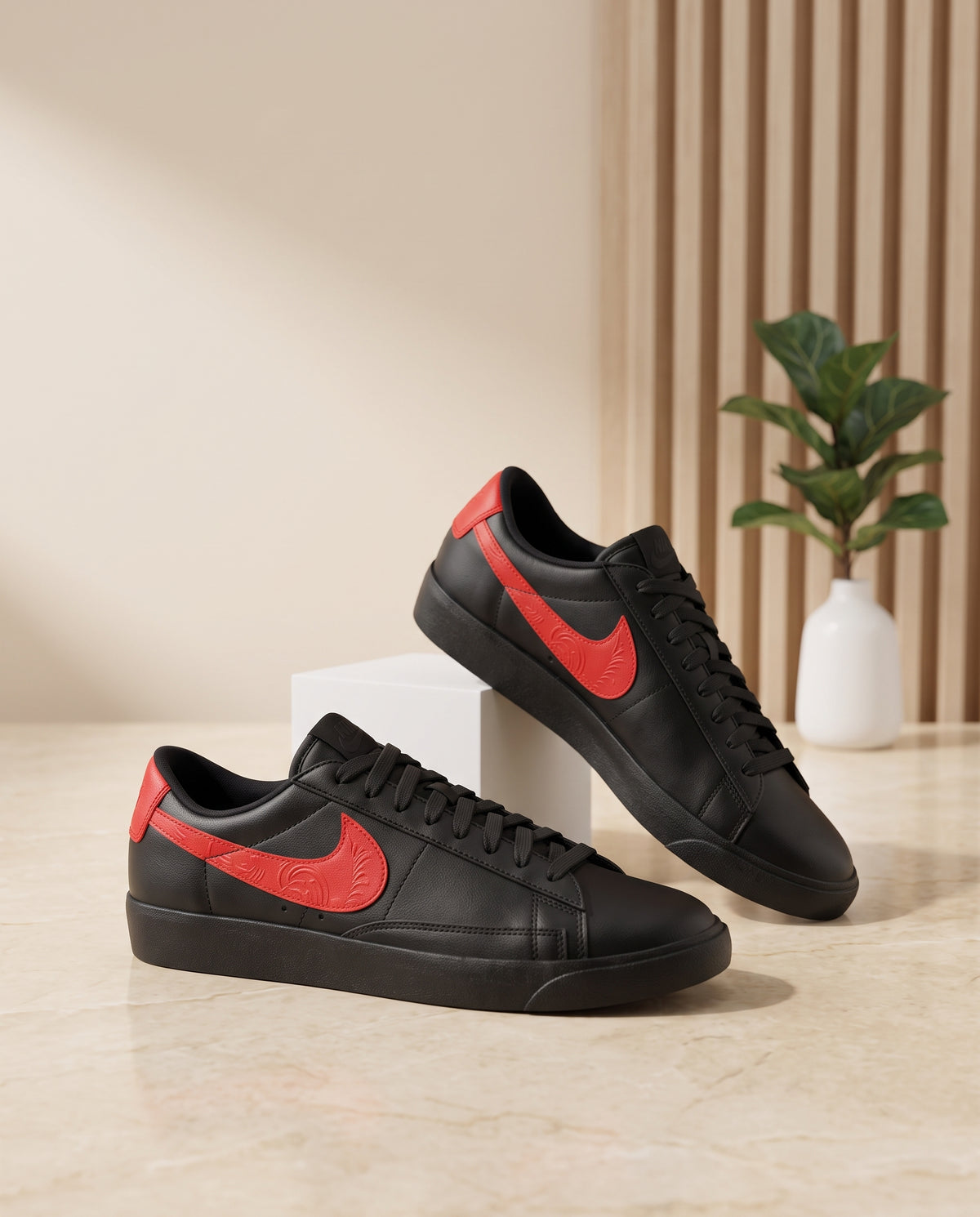 Nike Court Royale 2 special edition (Patterned Swoosh) – Black & Red