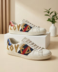 Gucci Women's Ace Web Stripe "LOVED" Low-Top Sneakers