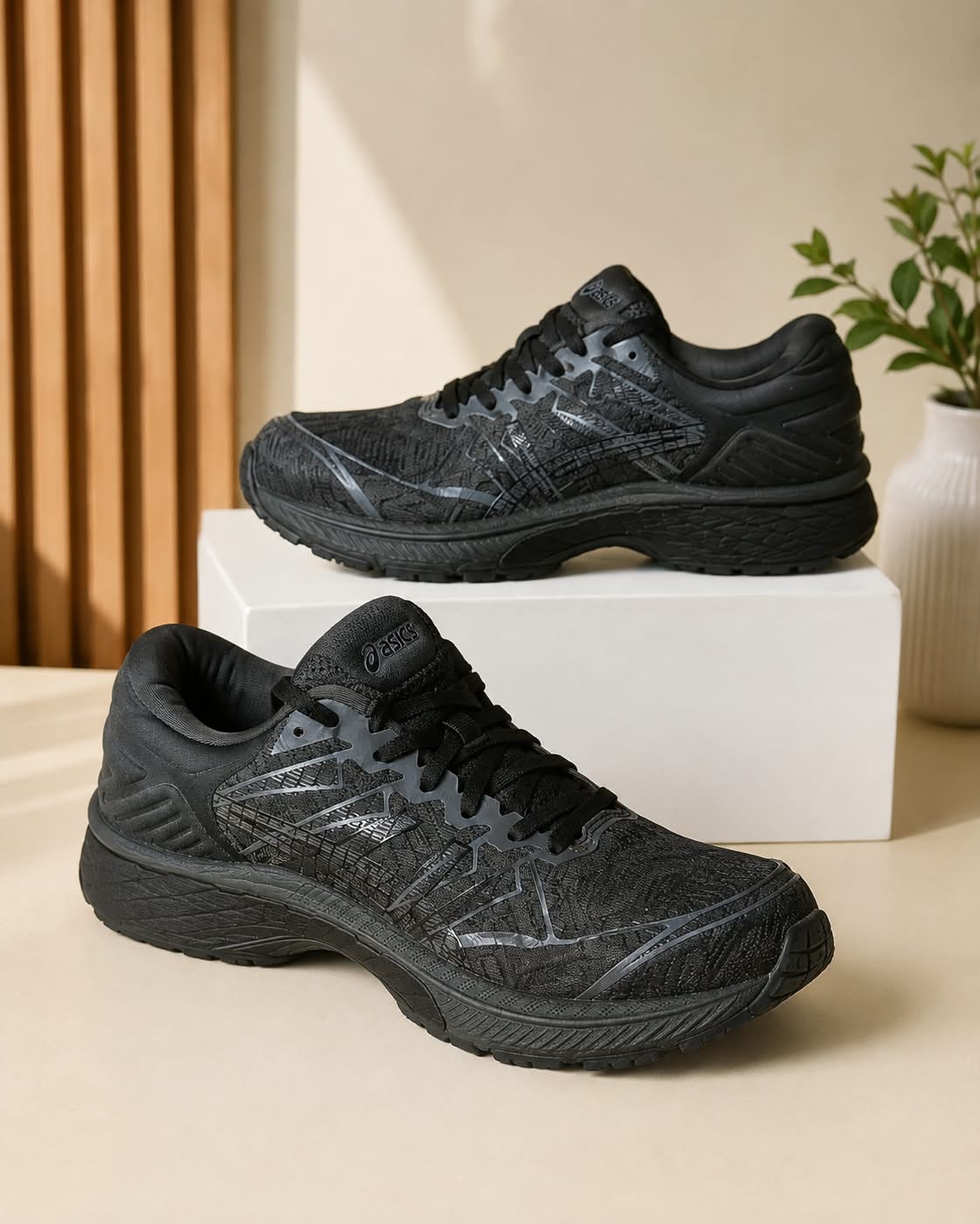 Asics GEL Textured Mesh Athletic Sneakers – Triple Black