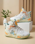 Streetwear High-Top Court Shoes with Graphic Panel Overlays
