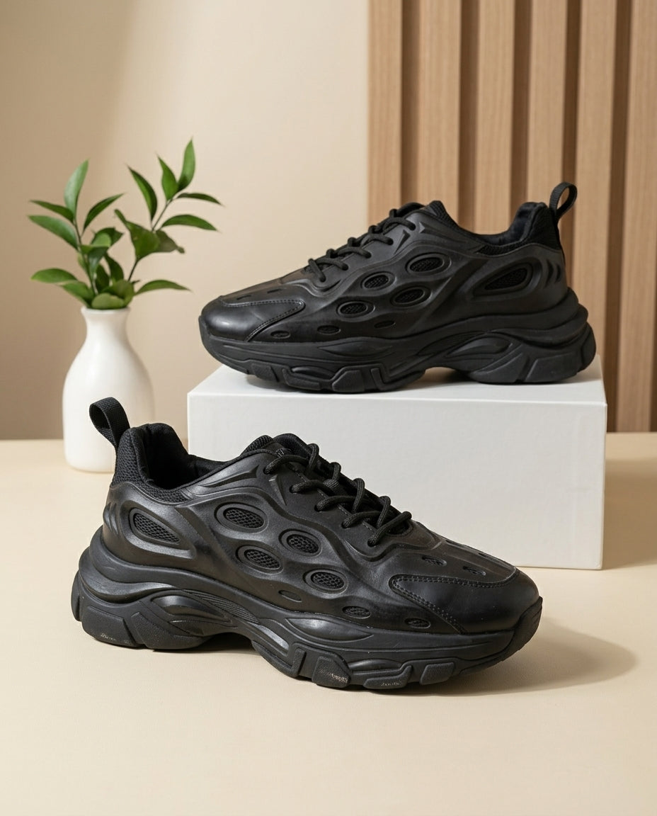 Futuristic Molded Mesh Everyday Lifestyle Shoes – Core Black