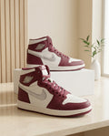 Men’s Maroon & Sail White Leather Retro High-Top Sneakers