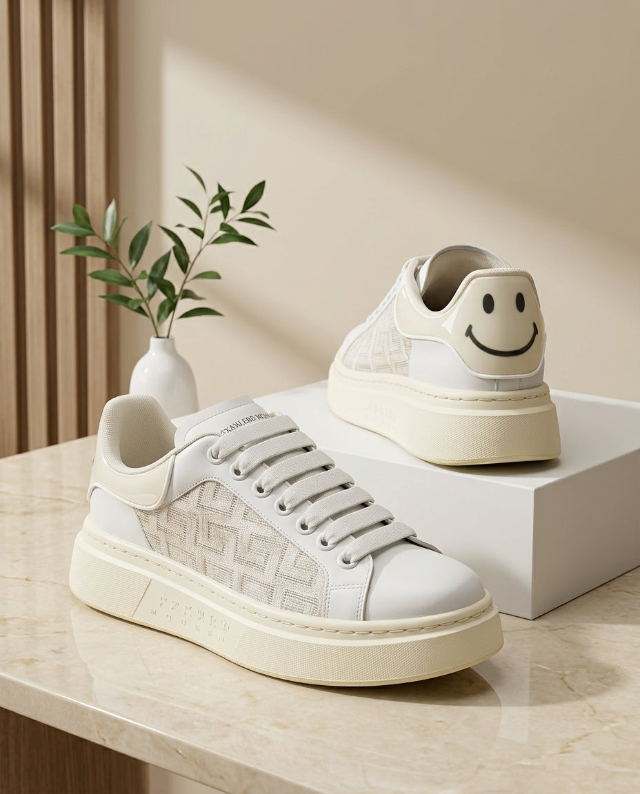 Off-White Monogram Leather Platform Casual Sneakers