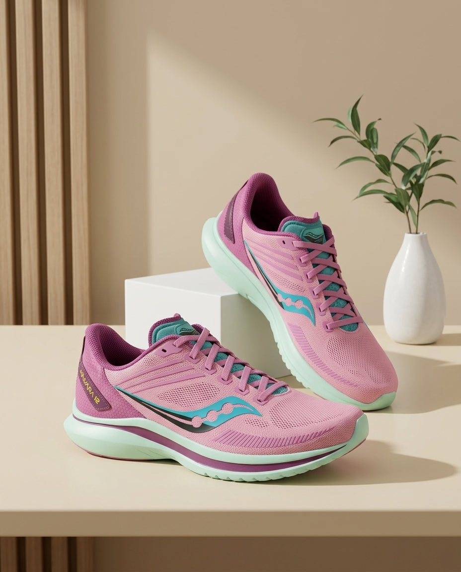 Men’s Pink & Teal Performance Cushion Running Shoes