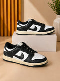 Men’s Black & White Retro Low-Top Leather Skate Sneakers