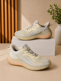 Men’s Cream & Off-White Futuristic Wave-Sole Athletic Trainers