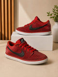 Men’s Deep Red Suede Low-Top Skate Sneakers