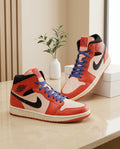 Retro High-Top Basketball Sneakers – Orange & White