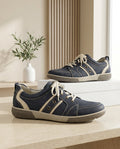 Waldläufer Classic Navy Blue & Cream Retro Casual Sneakers