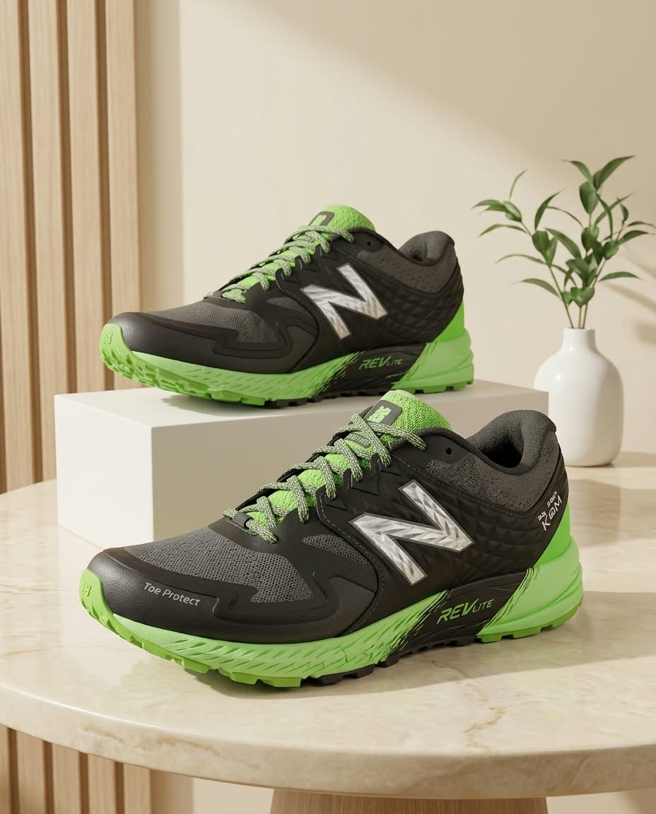 Black & Neon Green Premium Running Sneakers