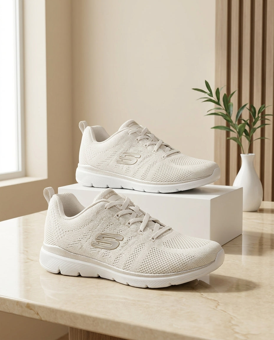 Skechers Women's Lightweight Knit Walking Shoes – Cream / Off-White