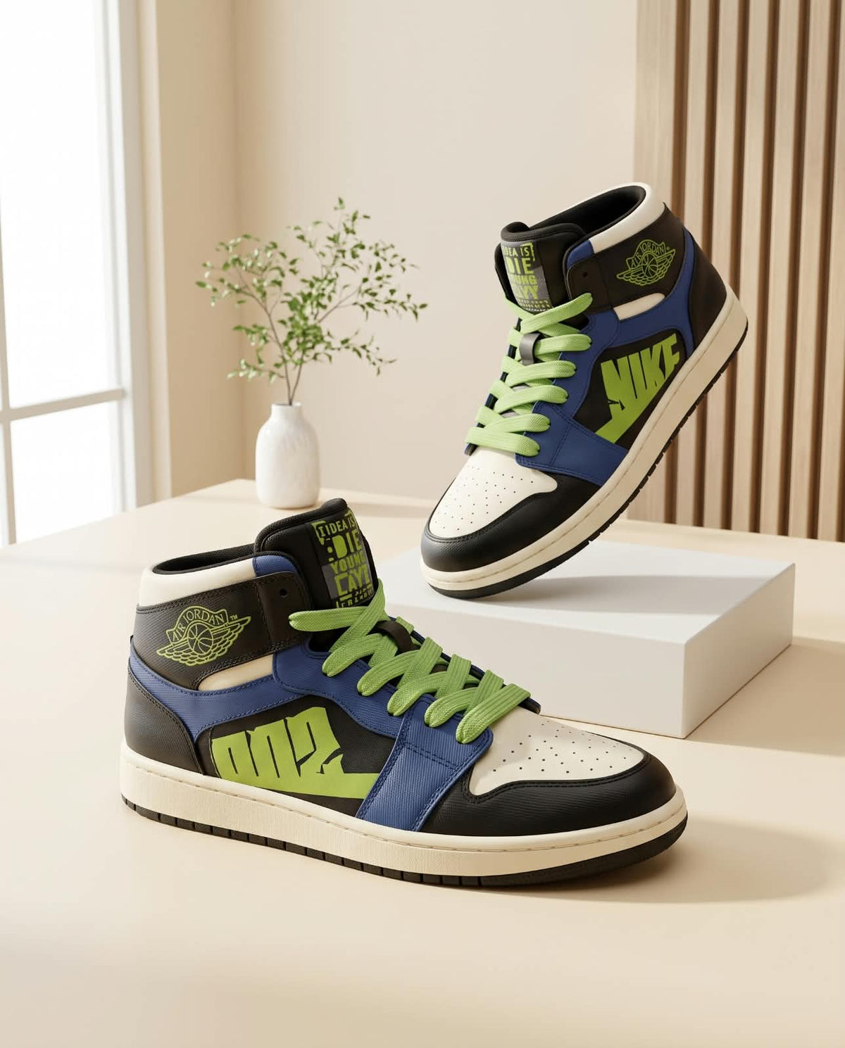 Nike Air Jordan 1 Mid SE – Black / Blue / Lime Green