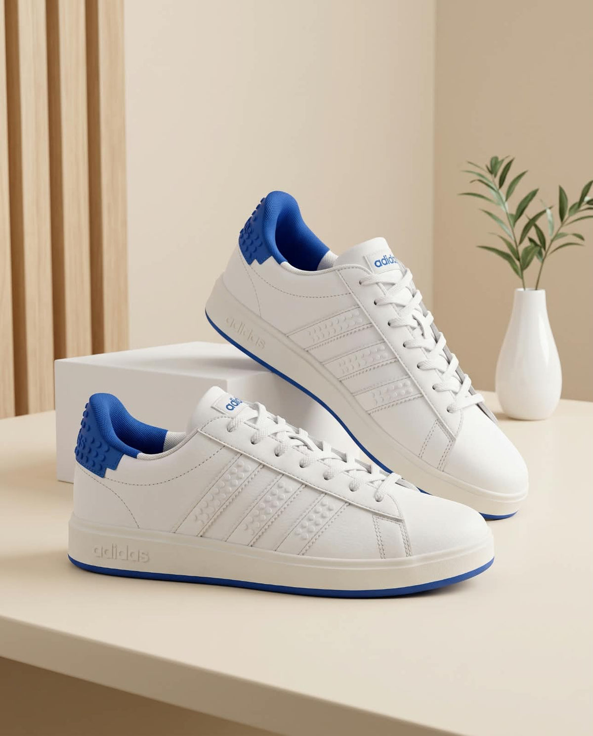 Adidas Grand Court White & Blue Sneakers