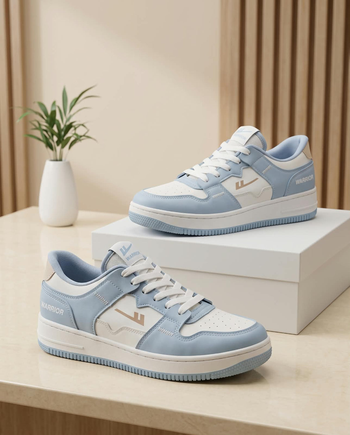 Warrior Blue & White Low-Top Sneakers | Retro Casual Streetwear Shoes