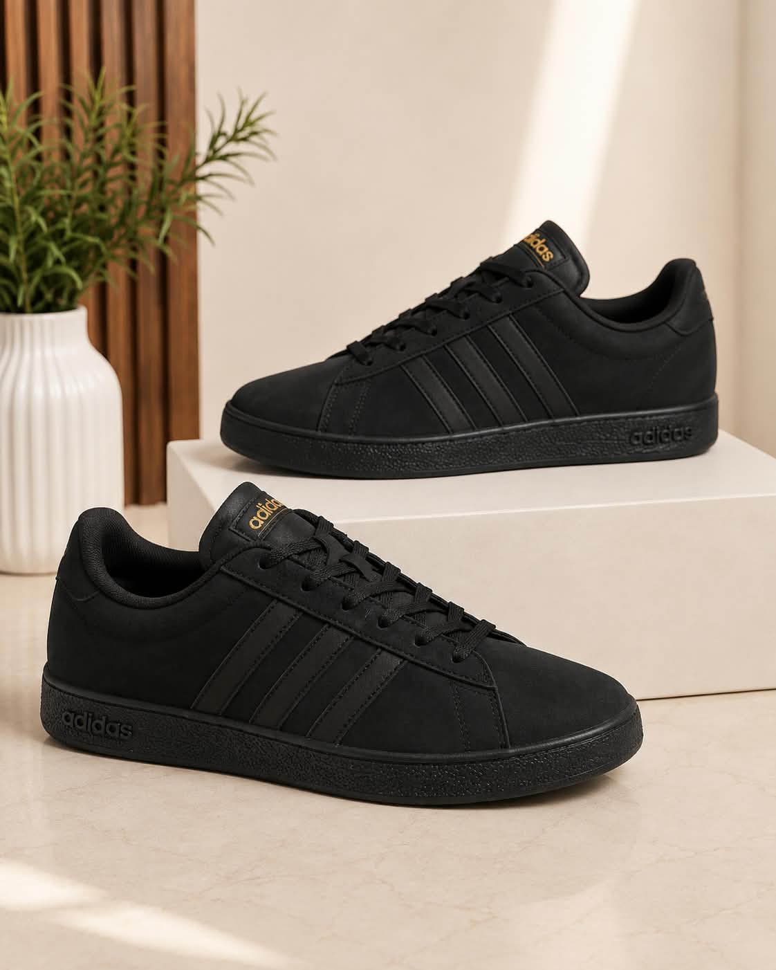 Adidas Grand Court 2.0 - All Black / Gold