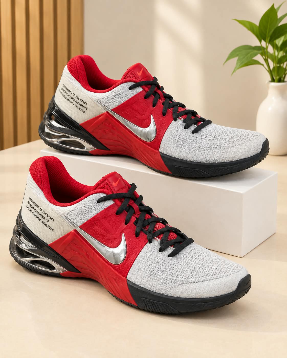 Nike Metcon 9 – Grey, Crimson Red & Metallic Silver
