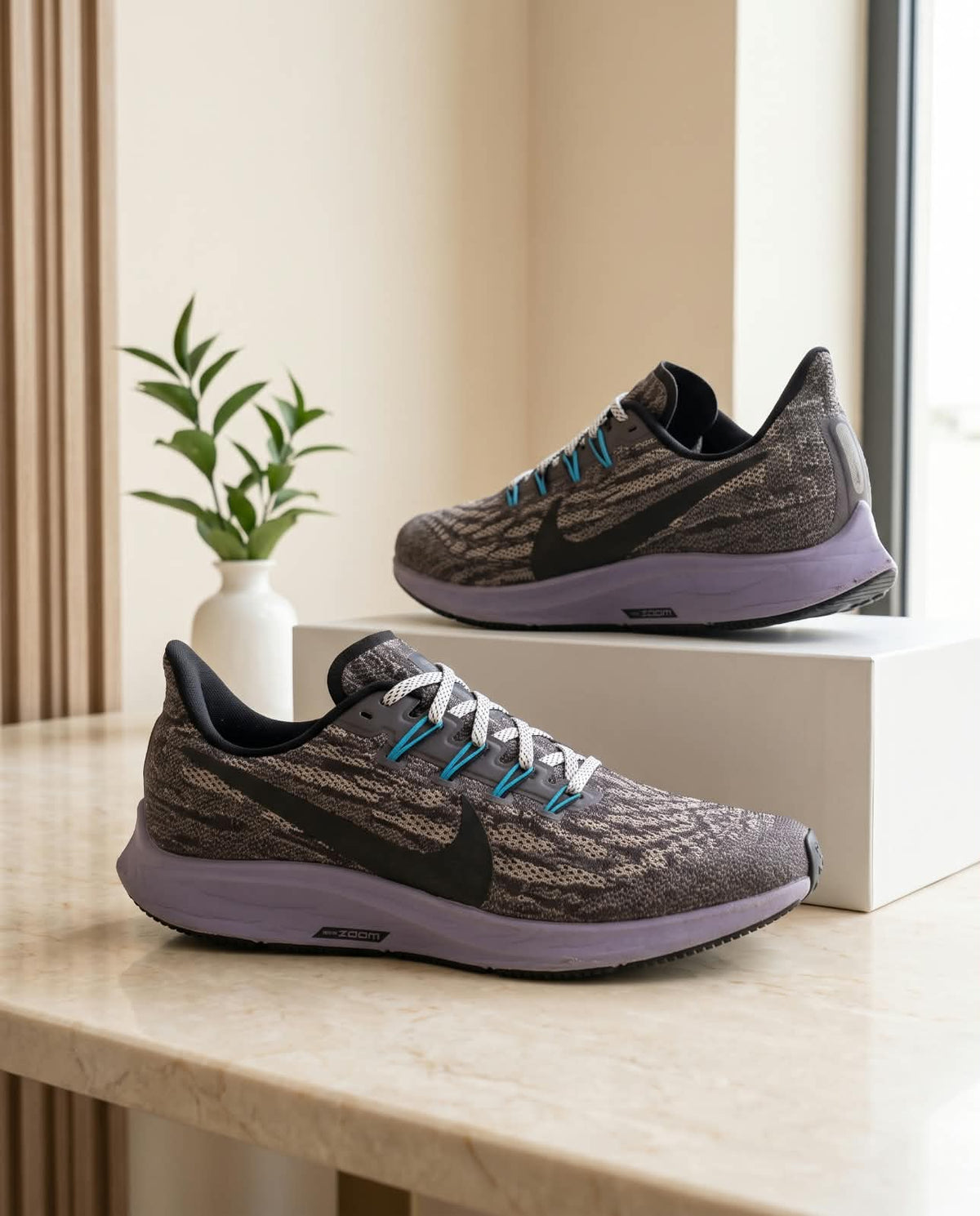 Nike Air Zoom Pegasus 36 – Brown Knit & Purple Accent