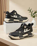 High-Top Streetwear Sneaker – Black & Off-White