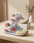 Retro Lifestyle Sneaker – Cream, Blue & Red