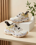 Xtep Chunky Athletic Sneaker – Off-White, Yellow & Soft Purple)