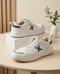 Court Sneaker / Casual Low-Top Sneaker – White & Navy Blue