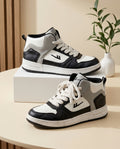 High-Top Sneaker – Black, White & Grey